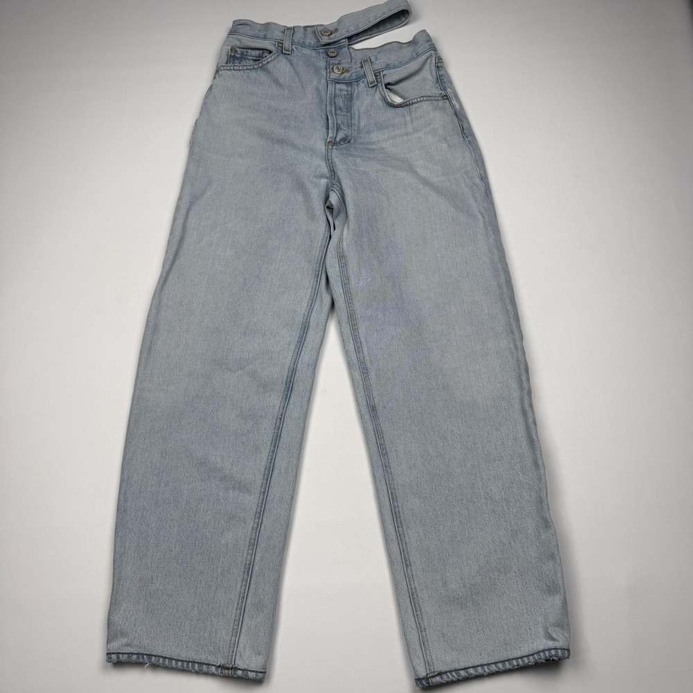 AGOLDE Broken Waistband Jeans Womens 25 Light Wash Blue High Rise Straight Denim